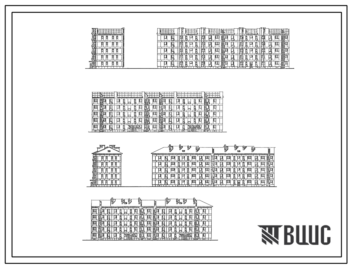 Типовой проект 123-040м.86 Блок-секция для малосемейных 5-этажная 39-квартирная торцевая правая 1А.1А.1А.1Б.1Б.2А.2А.2А