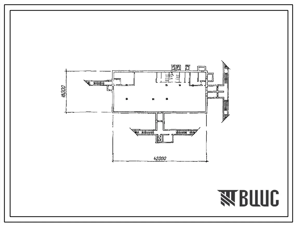 Типовой проект А-III-1200-342.86 Склад материалов и оборудования отдельно стоящий заглубленный. Стены из железобетонных панелей по серии У-01-02/80 (убежище на 1200 человек, размеры убежища 42м на 18м, режимы вентиляции 1,2)