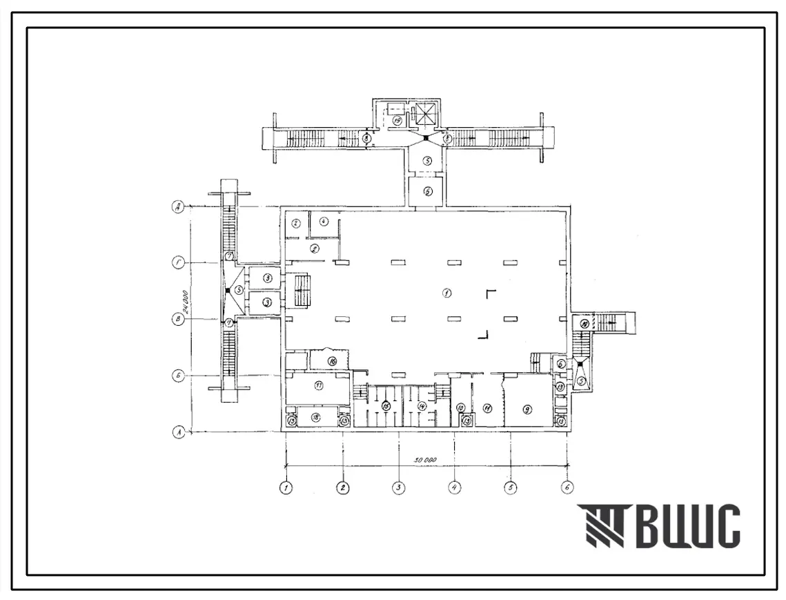 Типовой проект А-II,III,IV-1200-314.86 Склад материалов и оборудования отдельно стоящий заглубленный. Стены из железобетонных панелей по серии У-01-01/80 (убежище на 1200 человек, размеры убежища 30м на 24м, режимы вентиляции 1,2).