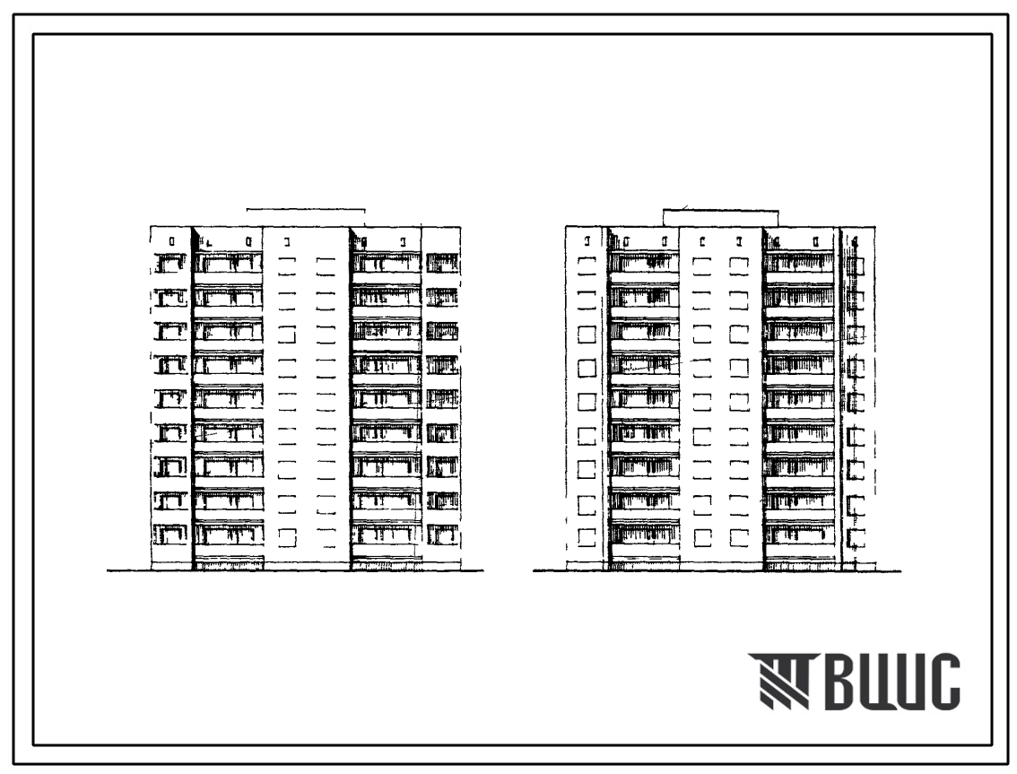 Типовой проект 85-012/1 Девятиэтажная блок-секция на 36 квартир (двухкомнатных 2Б-18; трехкомнатных 3Б-18). Для строительства в IВ климатическом подрайоне, II и III климатических районах.