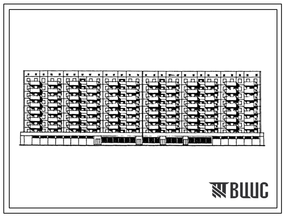 Типовой проект 111-173-4с.84 9-этажный 112-квартирный 6-секционный дом со встроенными помещениями (магазины «Продукты», «Промтовары»). Для строительства в 4Б климатическом подрайоне Азербайджанской ССР сейсмичностью 7 баллов.