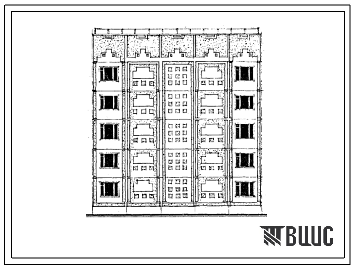 Типовой проект 121-0168с.13.87 Блок-секция рядовая с торцевыми окончаниями 5-этажная 10-квартирная 3.4. Для строительства в Казахской ССР.