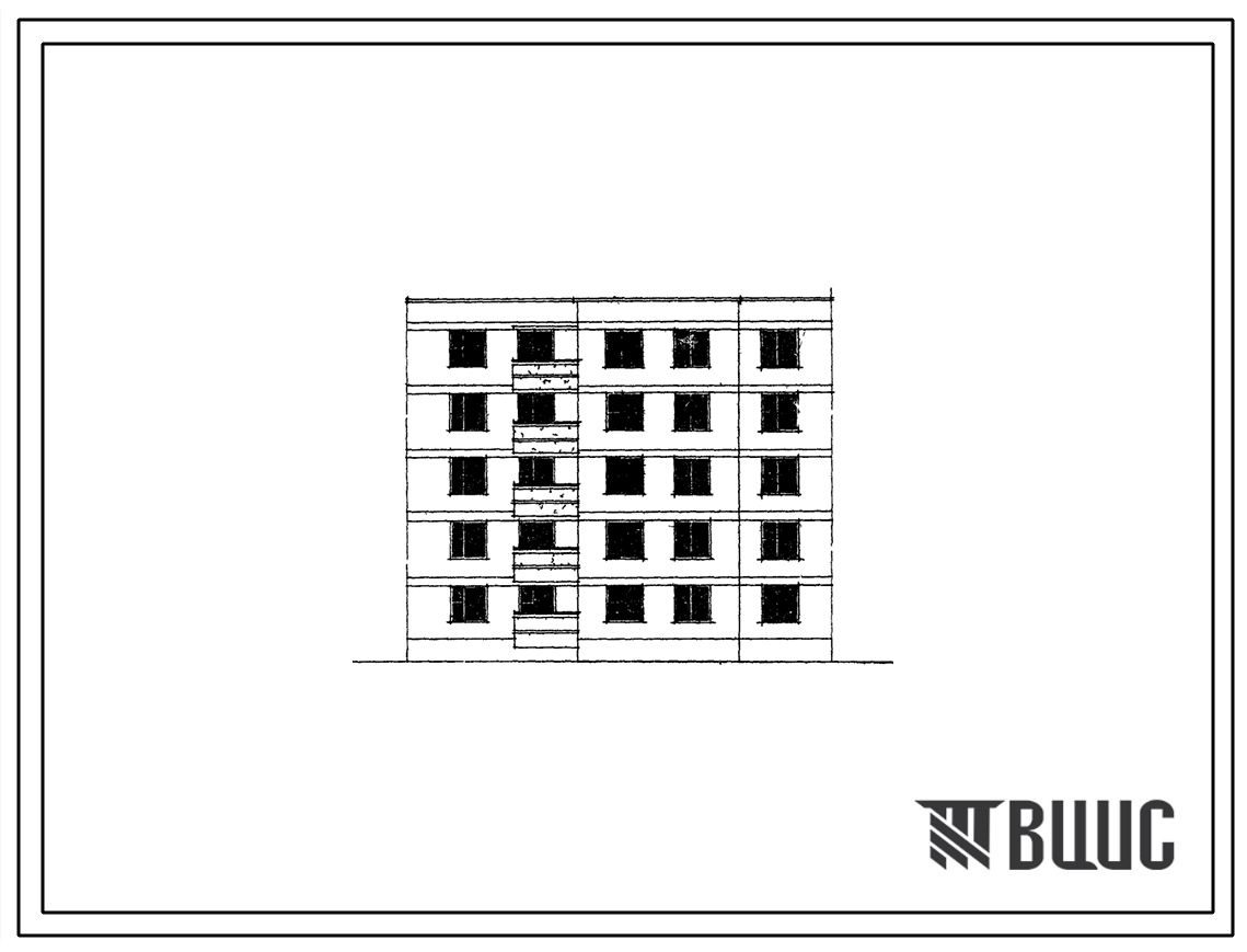Типовой проект 102-021 5-этажная рядовая блок-секция на 15 двухкомнатных квартир 2Б.2Б.2Б для строительства в 3Б климатическом подрайоне Молдавской ССР.