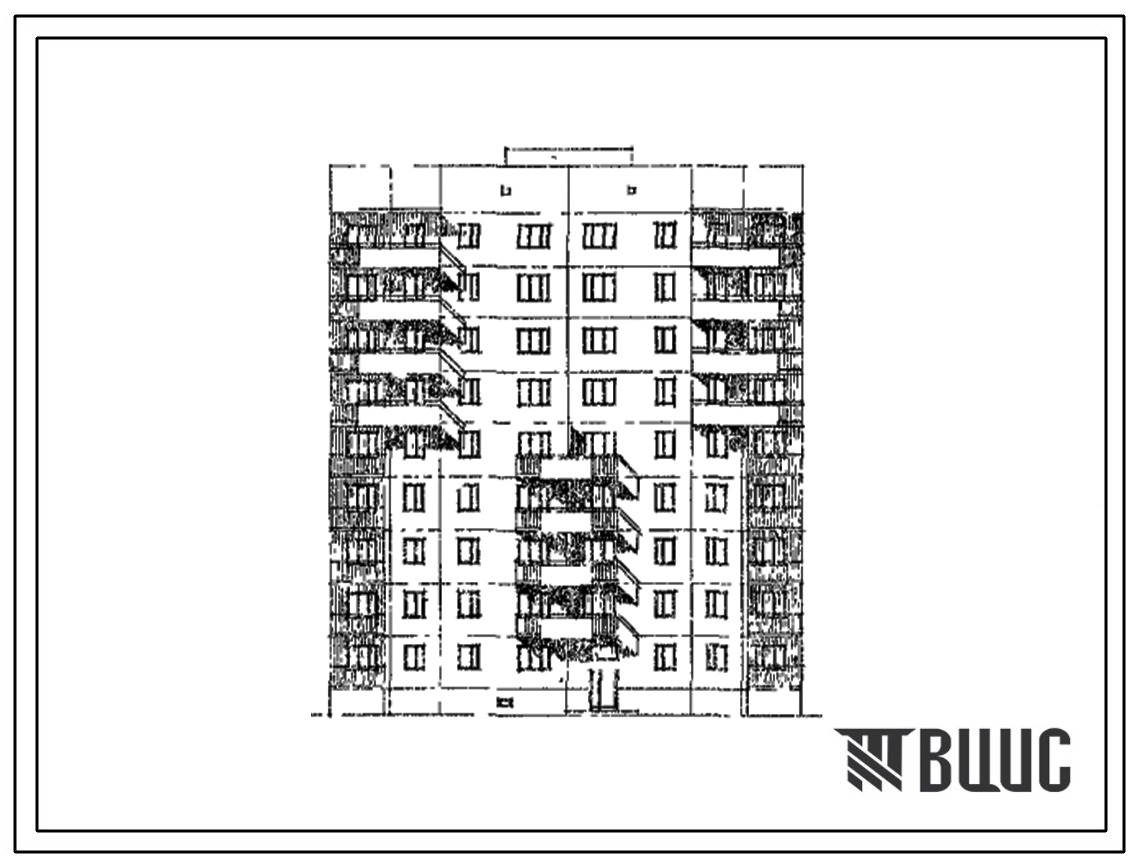 Типовой проект 108-021 Девятиэтажная крупнопанельная блок-секция на 36 кварти рядовая с проходом (2Б.2Б.3Б.3Б)