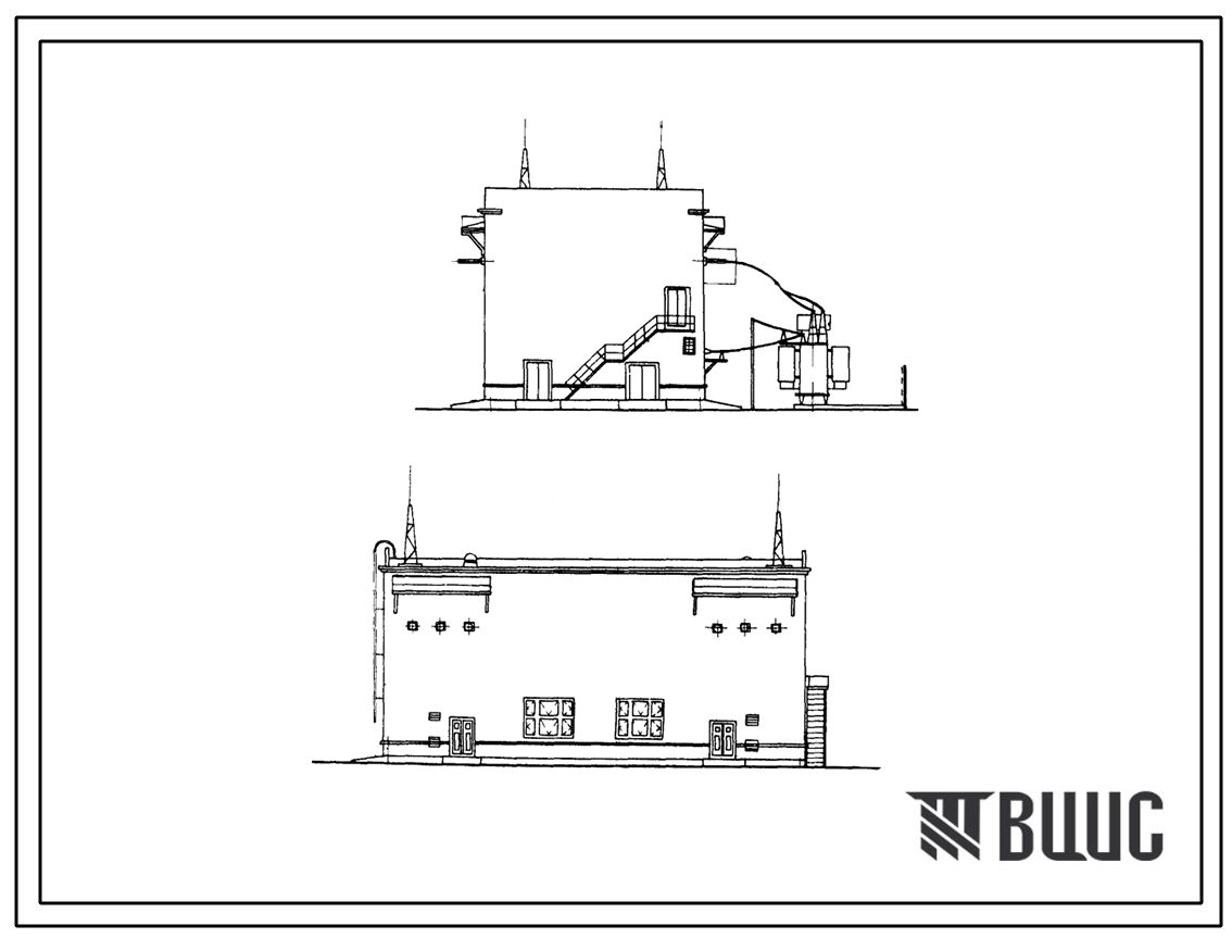 Типовой проект 407-3-147 Закрытая подстанция 110/6-10 кв мощностью до 32 тыс. ква без выключателей на стороне высшего напряжения с открытой установкой трансформаторов (исполнение в кирпиче).