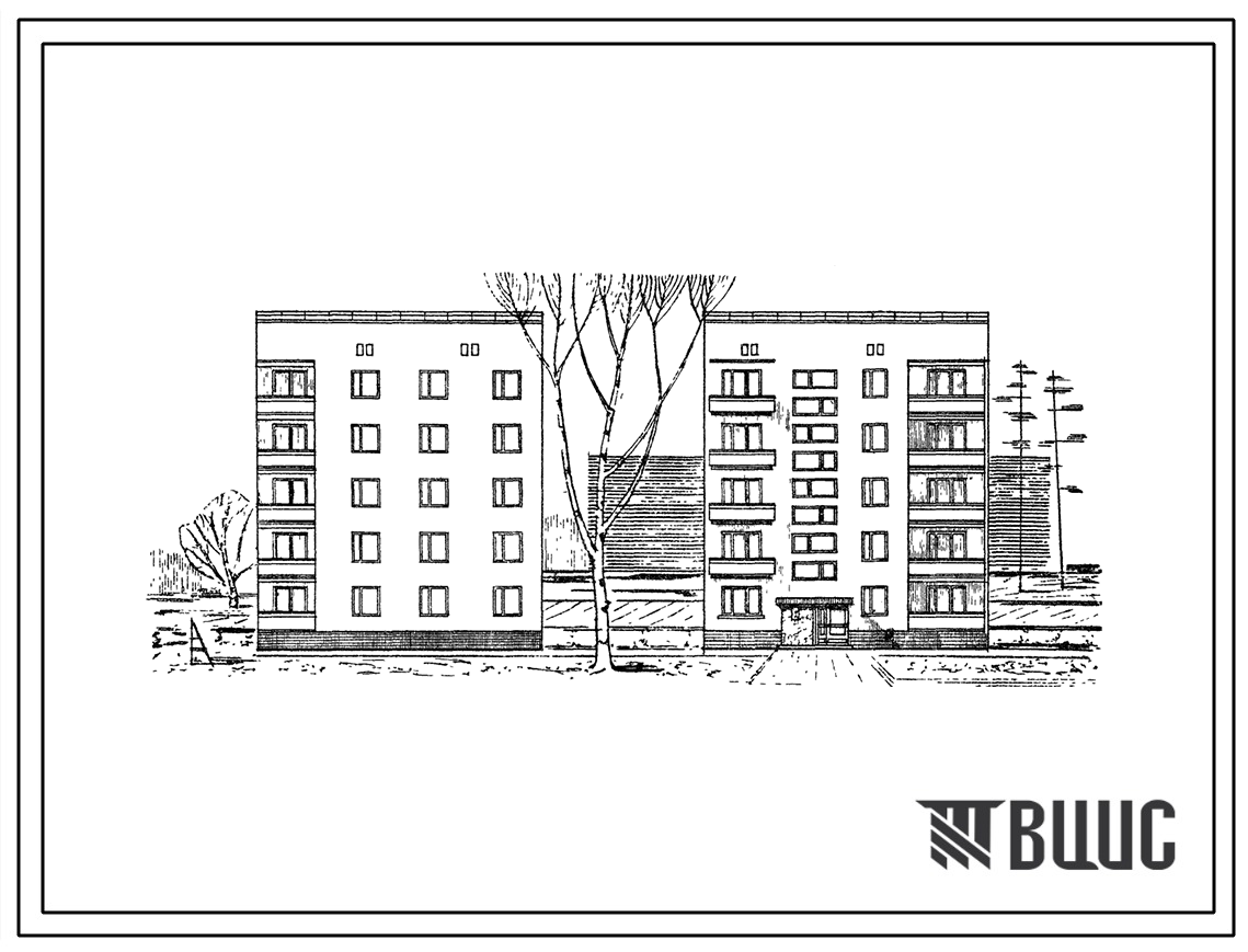Типовой проект 87-027в Блок-секция 5-этажного дома рядовая левая на 10 квартир, для строительства в 3 строительно-климатической зоне на подрабатываемых территориях.