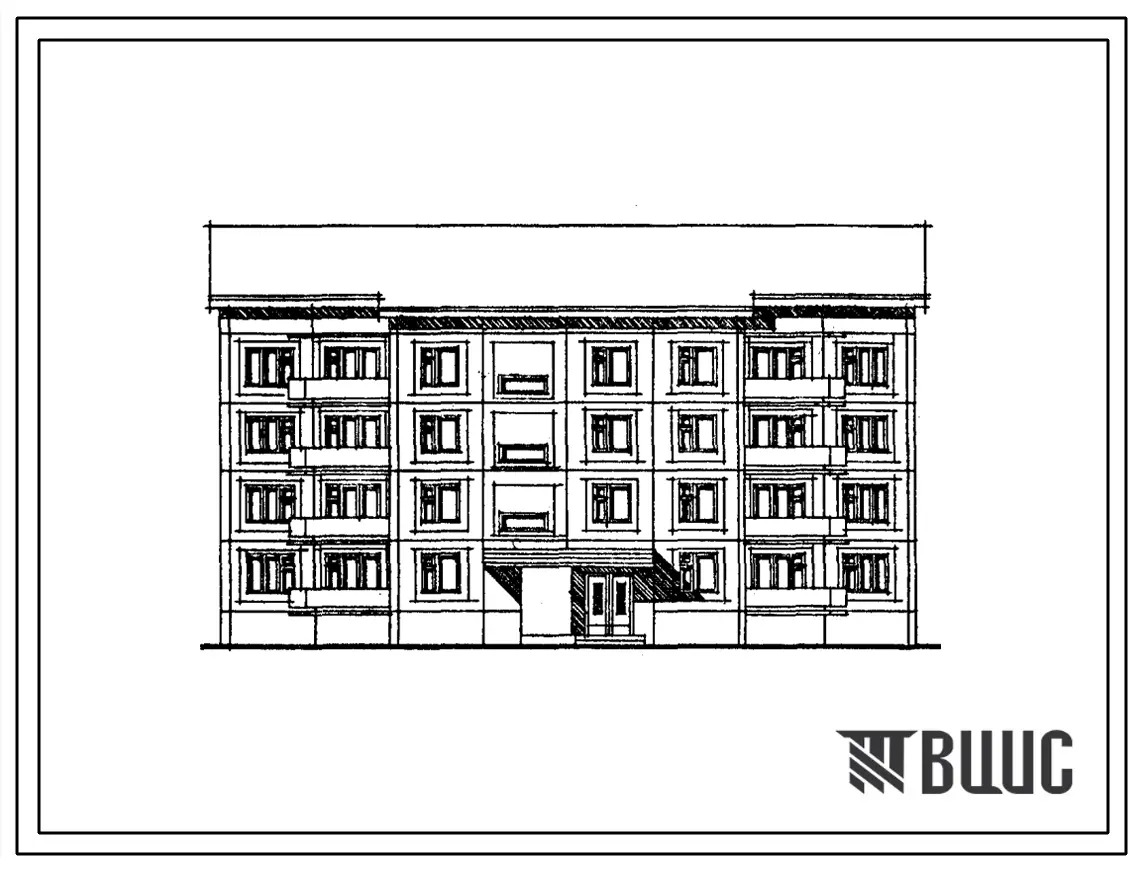 Типовой проект 1Р-303-018.85 Блок-секция рядовая с торцевыми окончаниями на 16 квартир (однокомнатных 1Б – 4, двухкомнатных 2Б – 4, четырехкомнатных 4Б – 8). Общая площадь 1063 м2 (СТЕНЫ ИЗ КЕРАМЗИТОБЕТОННЫХ ПАНЕЛЕЙ, Перекрытия железобетонные. Полное инже