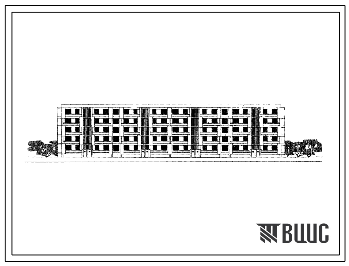 Типовой проект 115-102-4с 5-этажный 4-секционный жилой дом на 60 (однокомнатных-10, двухкомнатных-30, трехкомнатных-10, четырехкомнатных-10) квартир с применением секций для строительства в Молдавской ССР, в районах с сейсмичностью 8 баллов.
