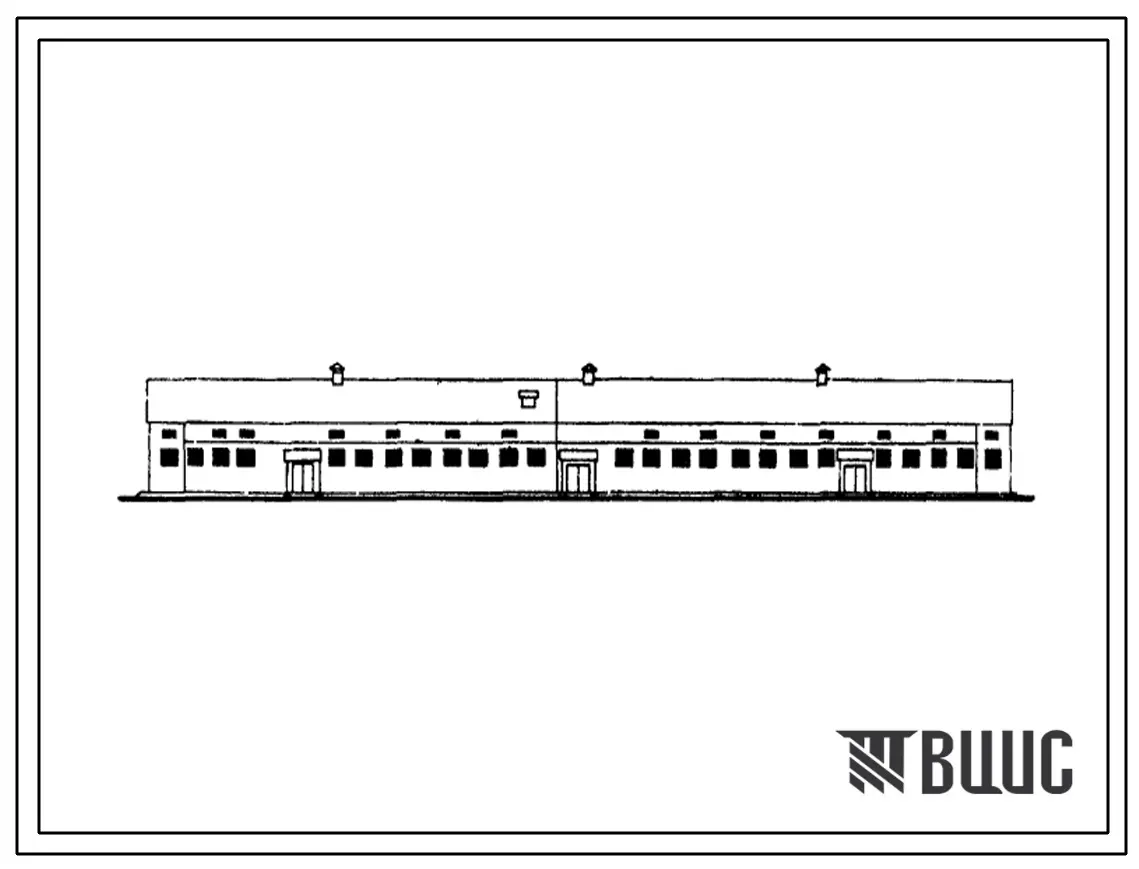 Типовой проект 801-159, тип 1 Коровник на 180 кормов мясных пород беспривязного содержания с нормированным кормлением в здании. Для строительства в районах с расчетной наружной температурой -25, -30 и -40 0С.