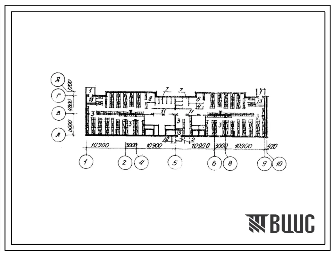 Типовой проект А-IV-2446(114-89-79/1) Хозяйственные помещения в подвале 5-этажного 6-секционного дома на 119 квартир, (убежище на 2446 человек, размеры убежища 50,02м на 12м, режимы вентиляции 1,2).
