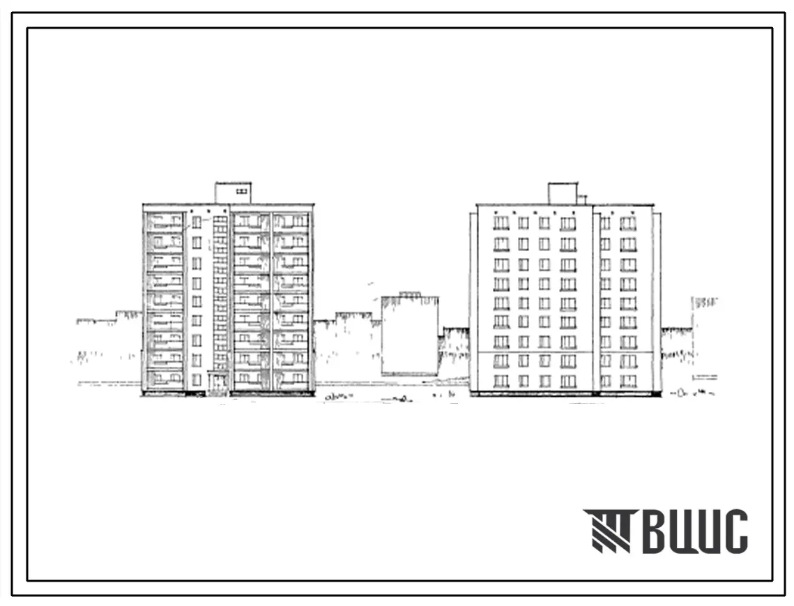 Типовой проект 1у-438А-38 Девятиэтажный односекционный жилой дом на 54 квартиры со стенами из кирпича.
