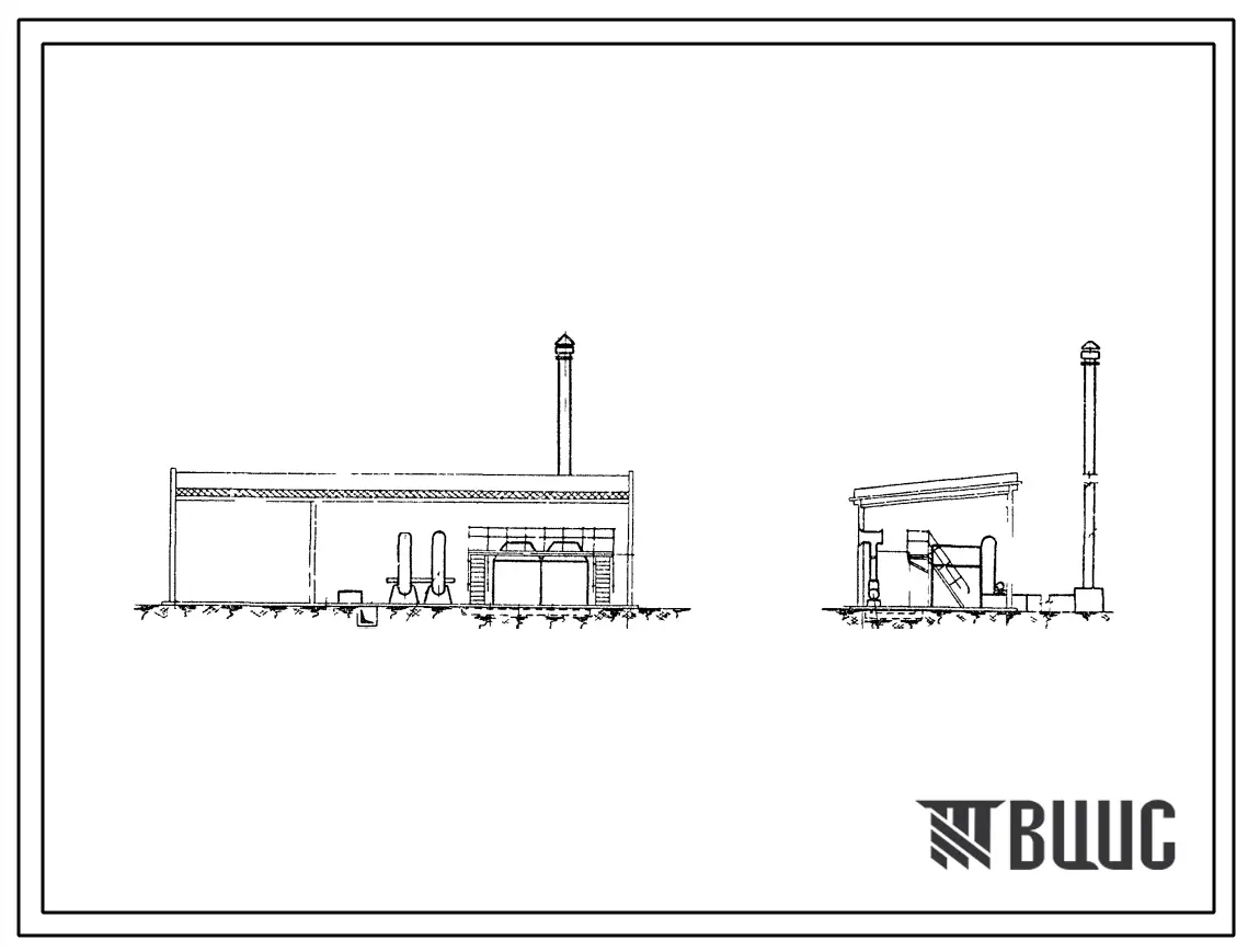 Типовой проект 903-1-32 Отопительная котельная закрытого типа на 2 водогрейных котла «Универсал-6» , поверхностью нагрева по 37,4 м?. Топливо дрова и крупнокусковые отходы. Теплоноситель вода.