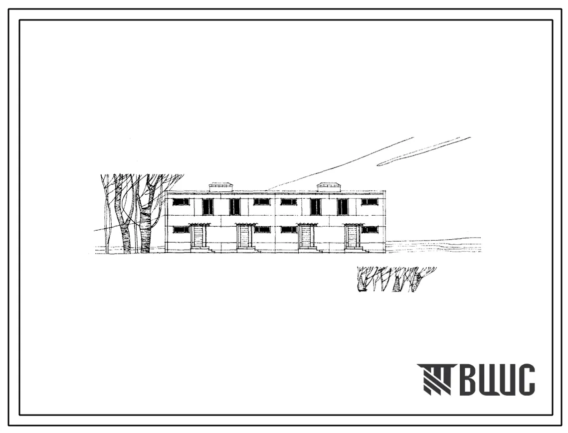 Типовой проект 141-53-41сп Двухэтажный 4-квартирный блокированный жилой дом с 4-комнатными квартирами.