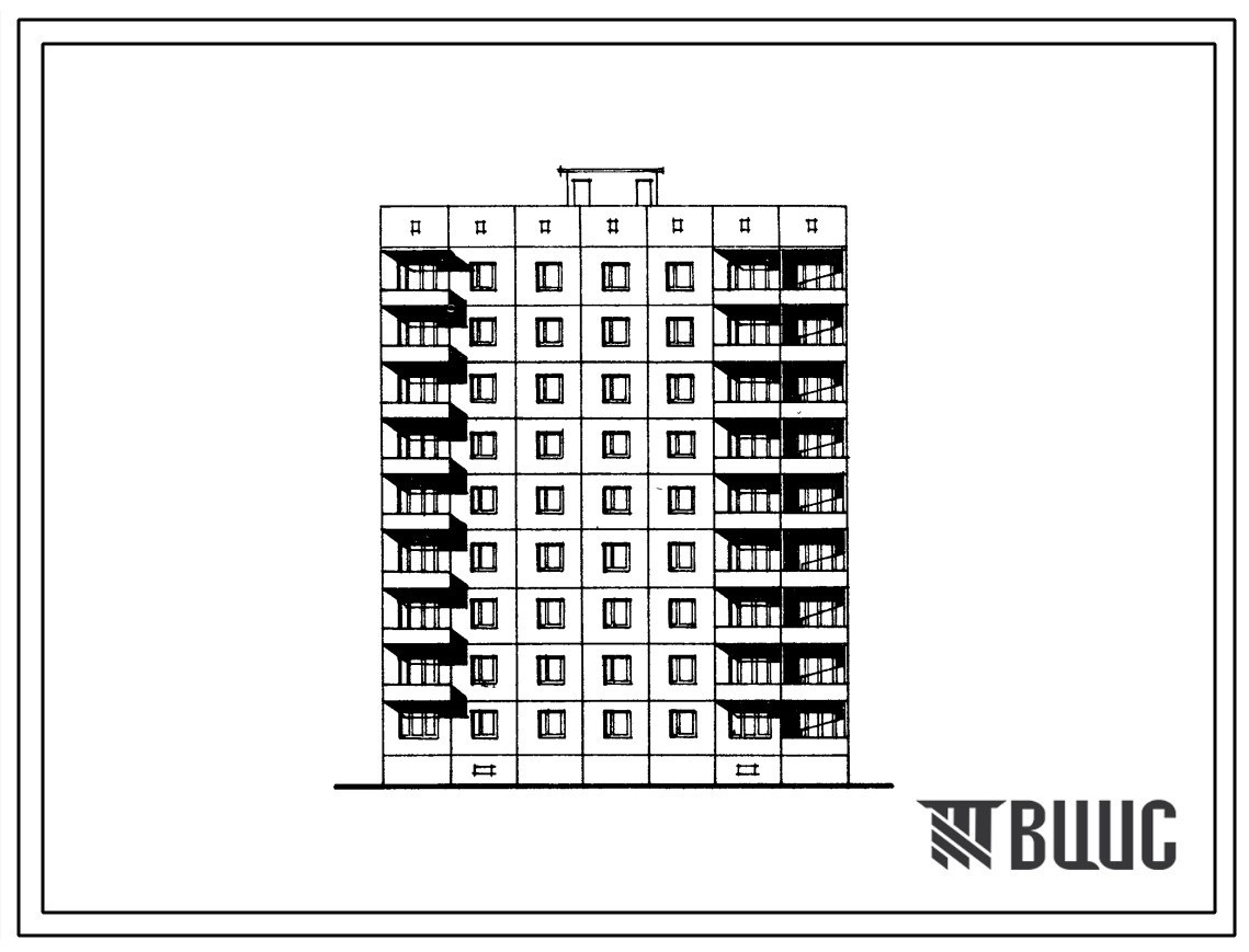 Типовой проект 94-0102.83 Блок-секция 9-этажная 36-квартирная торцевая левая 2Б-3Б-2Б-2Б. Для строительства в Киевской области.