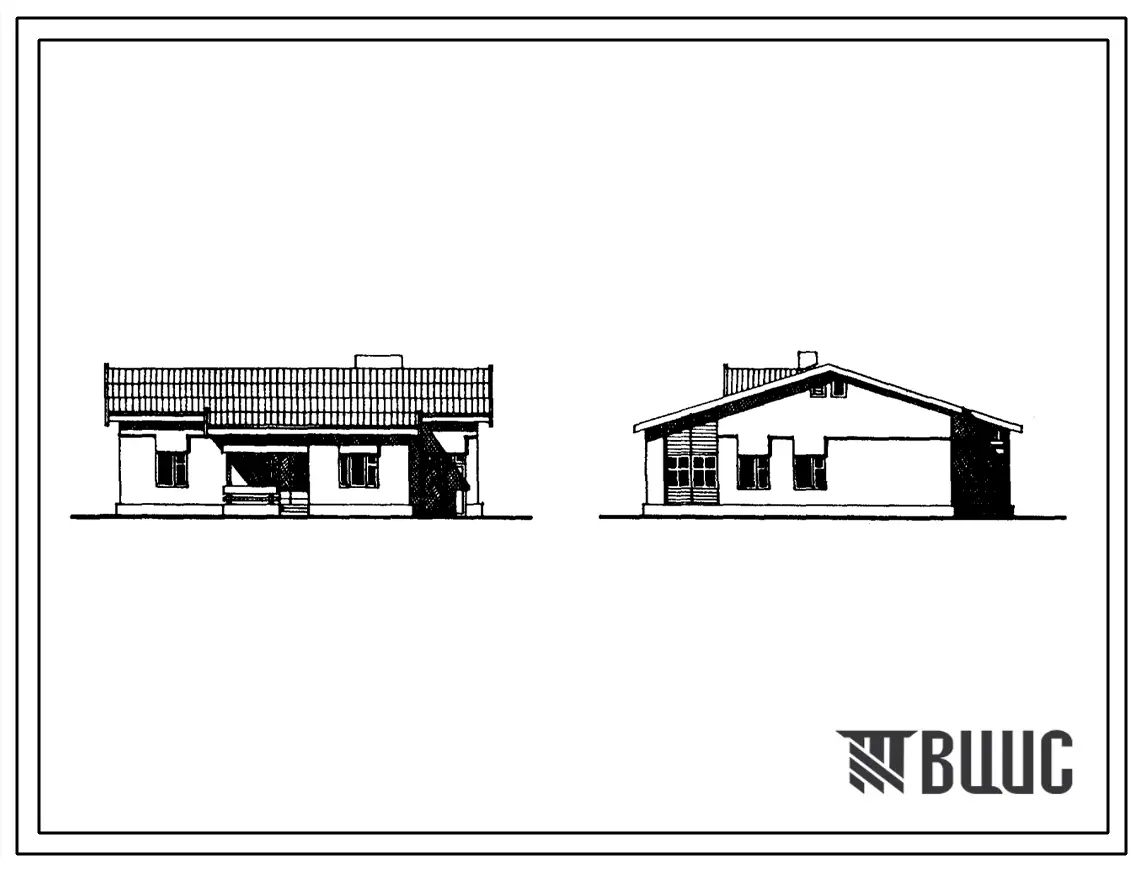 Типовой проект 184-24-290.13.88 Одноквартирный одноэтажный жилой дом с 4-комнатной квартирой с гаражом (для индивидуальных застройщиков южных районов УССР)