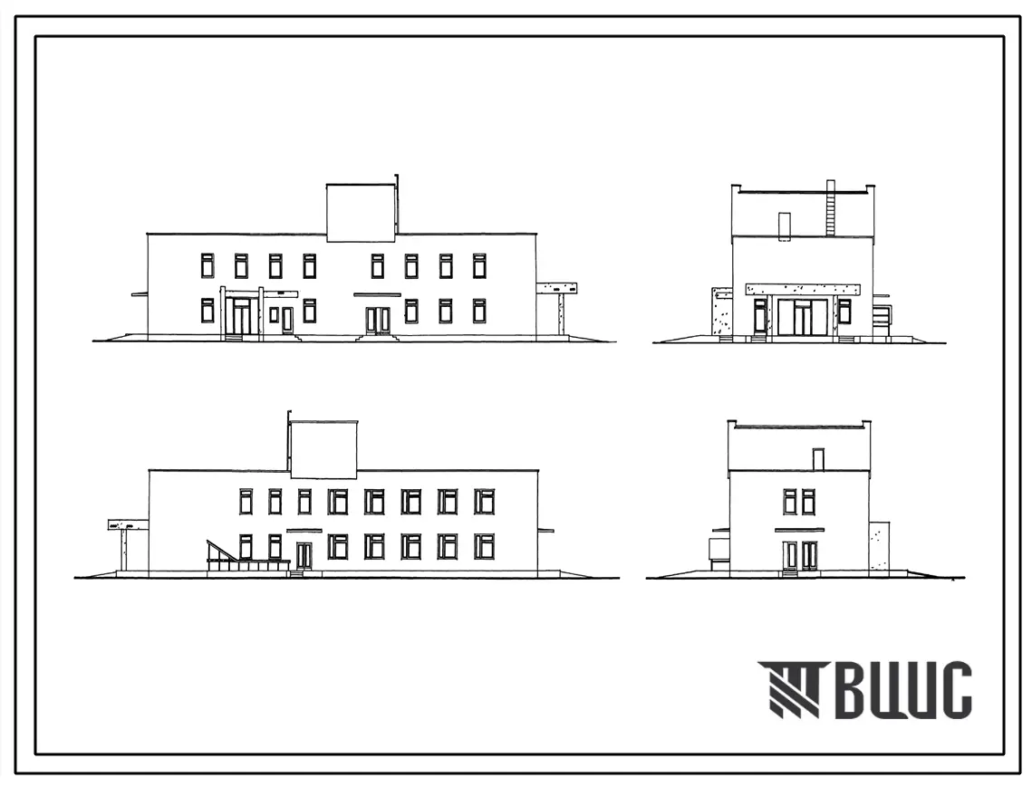 Типовой проект 254-1-115 Патологоанатомический корпус районной больницы на 400 коек с поликлиникой на 600 посещений в смену. Здание двухэтажное. Стены из кирпича.