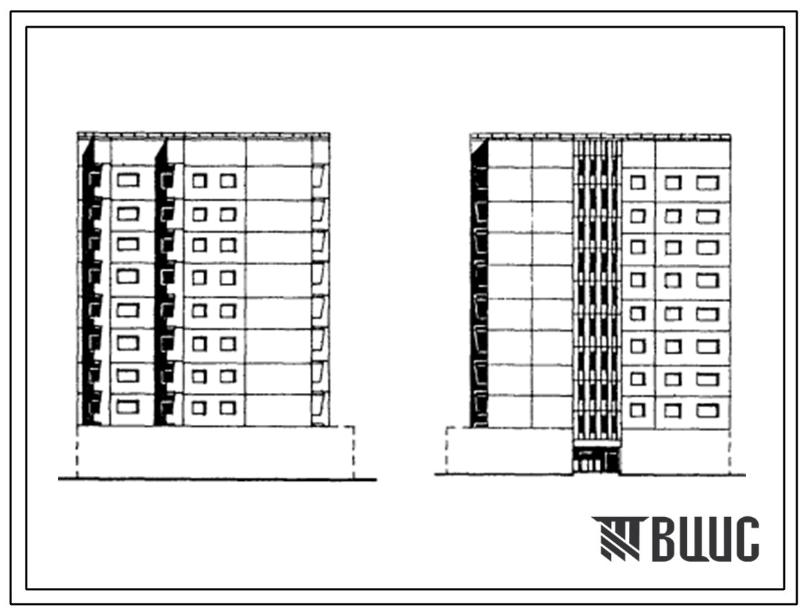 Типовой проект 93-052.13.86 Блок-секция 9-этажная 32-квартирная угловая правая со свободным первым этажом. 2Б-3Б-3Б-4Б (для строительства в г. Мурманске и Мурмаской области)