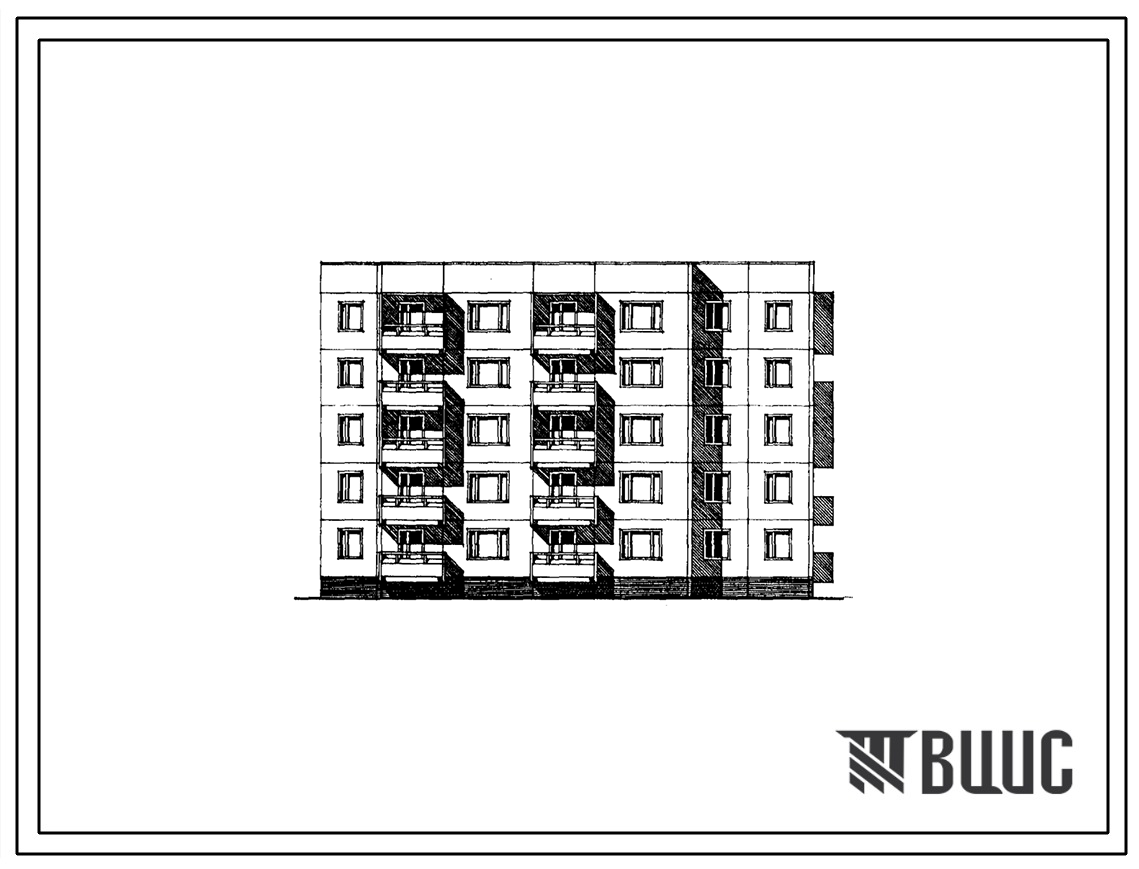 Типовой проект 97-0240м.86 Пятиэтажная блок-секция торцевая угловая правая на 20 квартир. Для строительства в городах и поселках городского типа