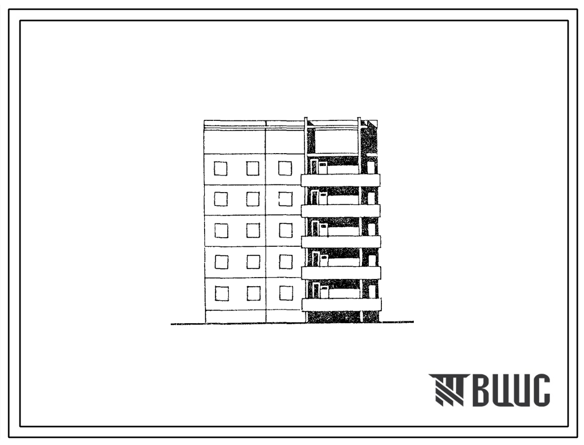 Типовой проект 135-0310с.13.87 5-этажная торцевая правая блок-секция на 10 квартир 3-5 для строительства в г. Иркутске