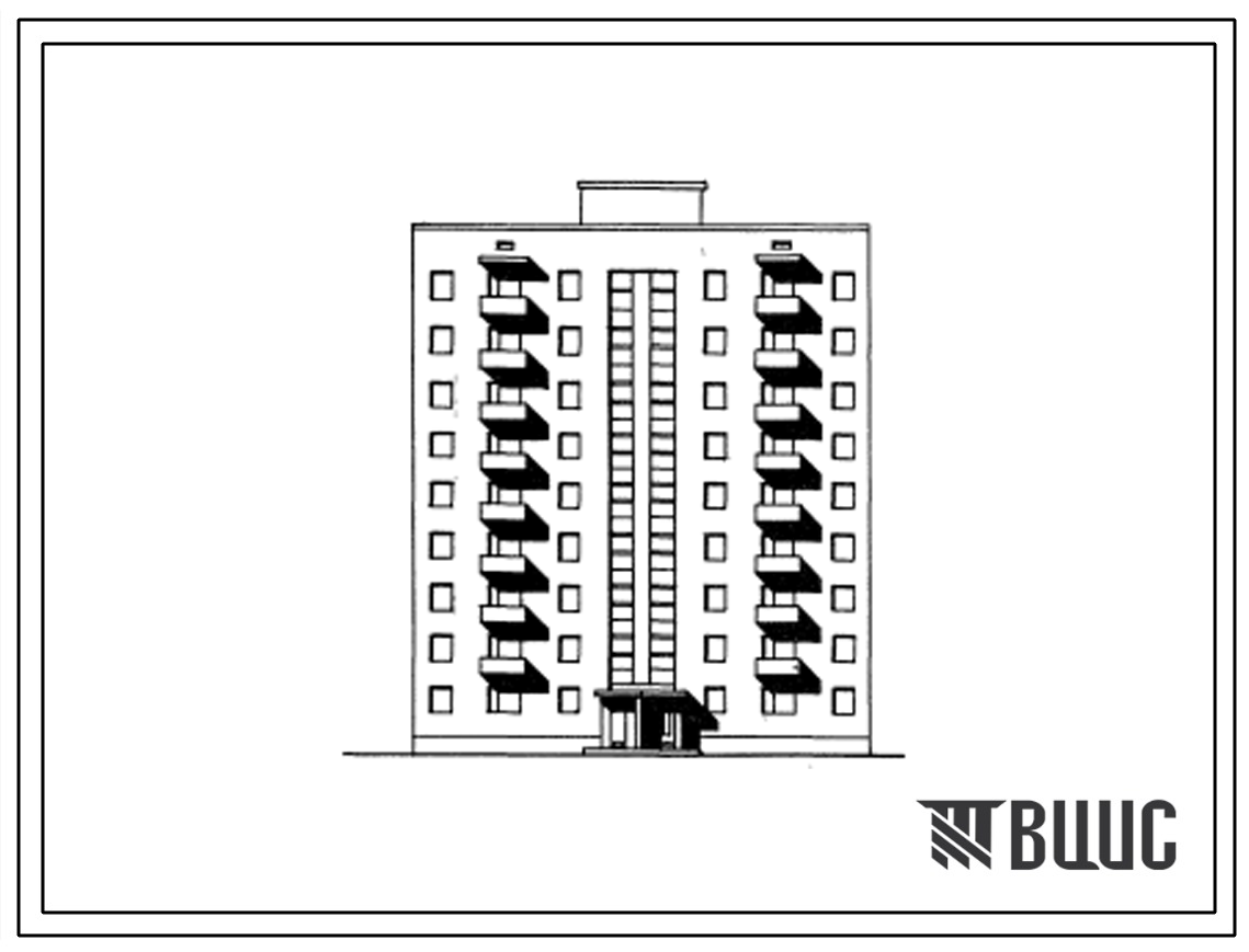 Типовой проект 87-073/1 Девятиэтажная унифицированная блок-секция на 36 квартир (двухкомнатных 2Б-19; трехкомнатных 3А-8, 3Б-9).