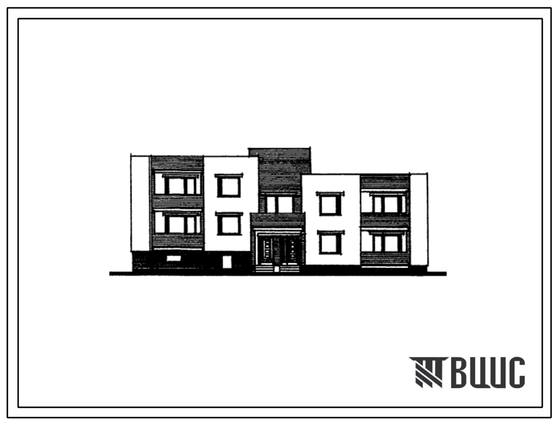 Типовой проект 212-08 Двухэтажная блок-секция на 4 квартиры 3Б-2Б (рядовая).