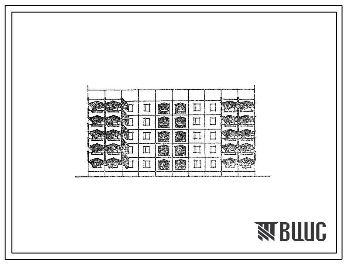 Типовой проект 105-086с.83 Блок-секция 5-этажная 30-квартирная рядовая с торцевыми окончаниями. Для строительства во 2 климатическом районе Киргизской ССР сейсмичностью 9 баллов.