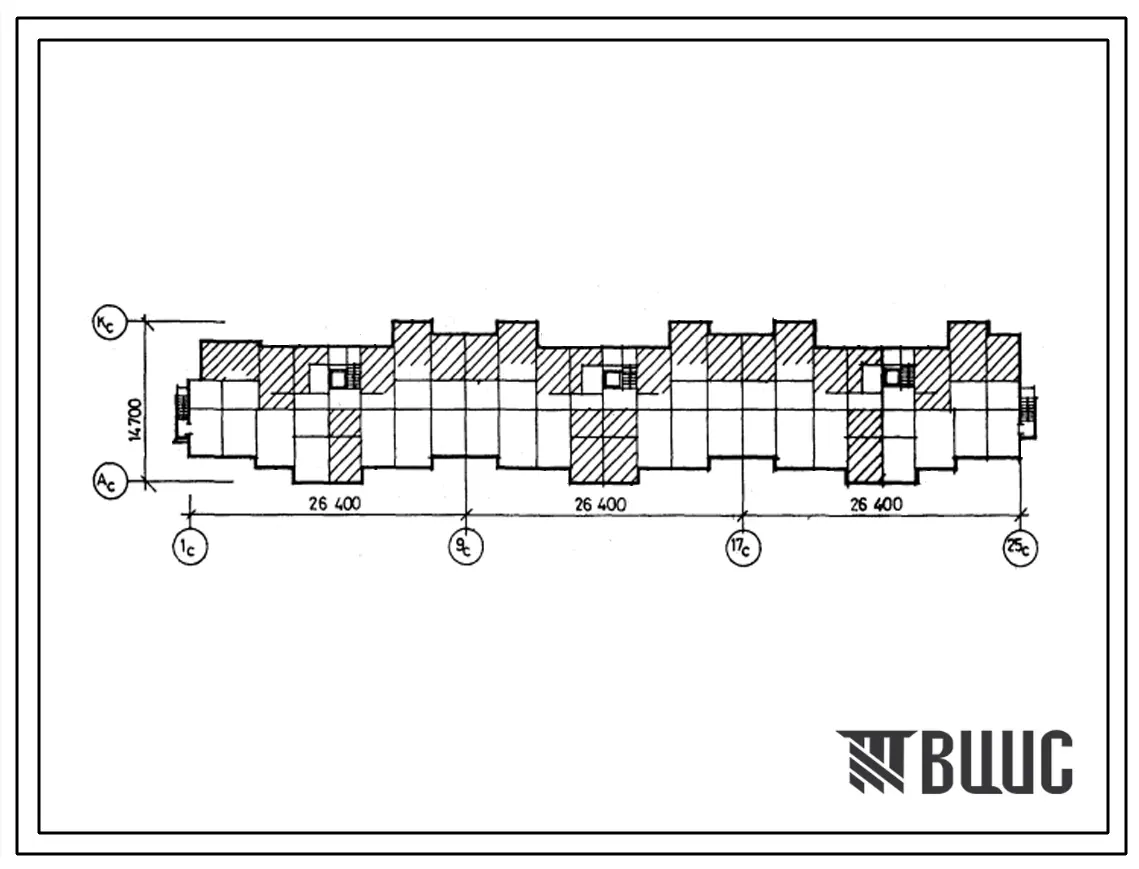 Типовой проект П-4-300(138-036с.13.86) Помещения хозяйственного назначения в подвале 108-квартирной 9-этажной угловой левой блок-секции,(убежище на 300 человек, размеры убежища 79,2м на 14,7м, режимы вентиляции 1,2).