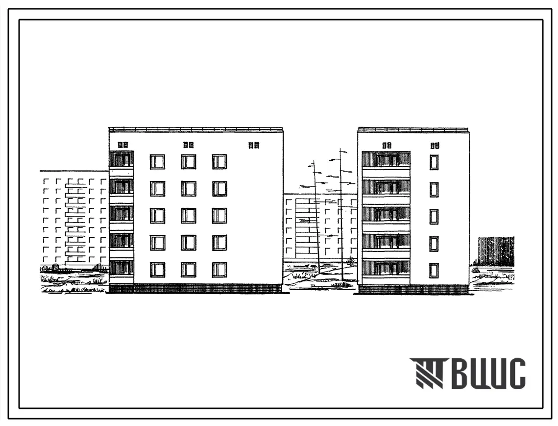 Типовой проект 87-052пв/71 5-этажная унифицированная блок-секция торцевая правая на 15 квартир 1Б.2Б.3А . Для строительства во 2В, 3Б и 3В климатических подрайонах Украинской ССР, на просадочных грунтах и над горными в