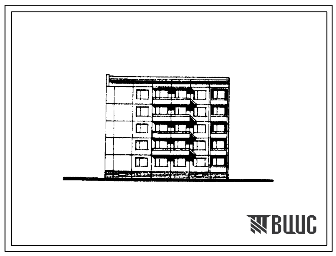 Типовой проект 160-03с/1 Пятиэтажная блок-секция торцевая левая на 15 квартир (однокомнатных 1А-5, двухкомнатных 2Б-5, трехкомнатных 5Б-5). Для строительства в 3Б климатическом подрайоне Дагестанской АССР
