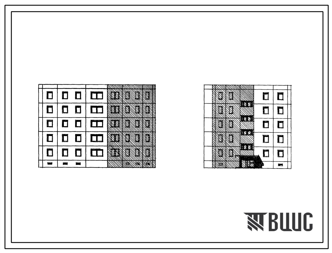 Типовой проект 151-02 Пятиэтажная рядовая поворотная блок-секция на 10 квартир 5Б-5Б.