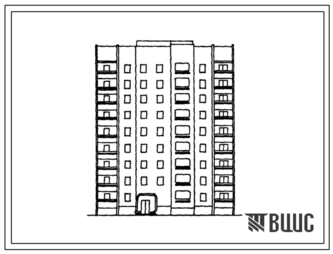 Типовой проект 153-011с.86 Девятиэтажная блок-секция рядовая обратная на 36 квартир. Для строительства в городах и поселках городского типа. Со стенами из монолитного железобетона