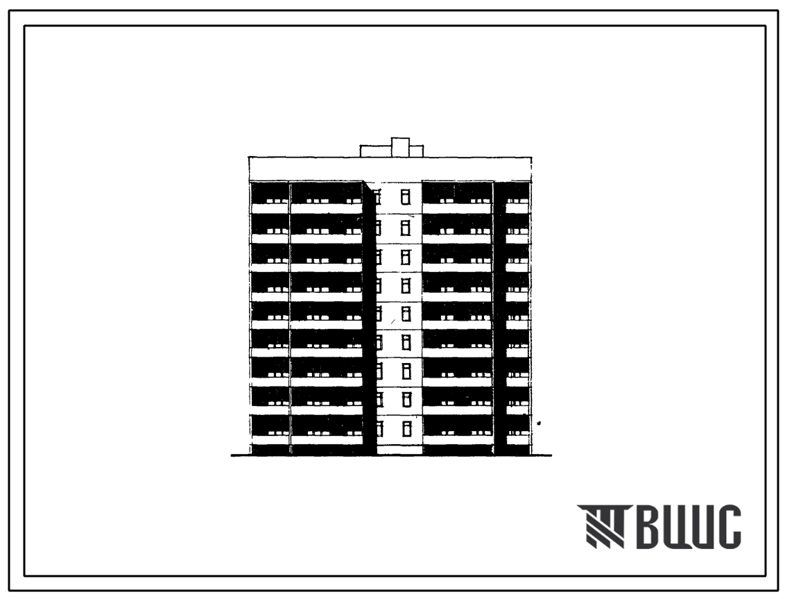 Типовой проект 96-036.2 Блок-секция рядовая 9-этажная 36-квартирная 2Б-2Б-3Б-3Б