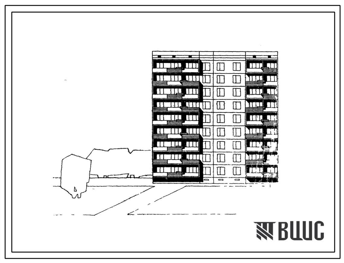 Типовой проект 96-018 9-этажная блок-секция рядовая левая на 36 квартир для строительства во 2 и 3 строительно-климатических зонах.