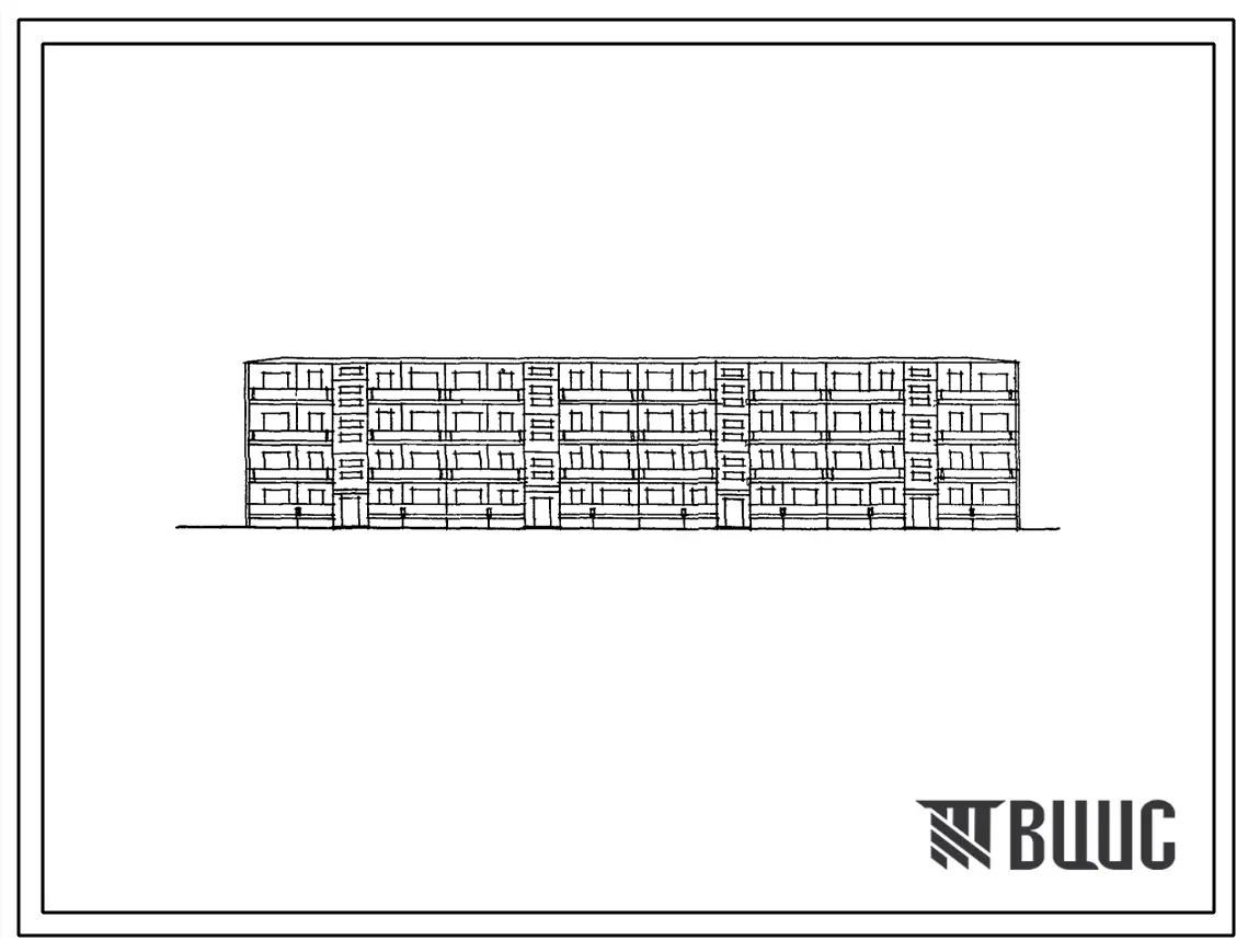 Типовой проект 1-464УС-18 4-этажный 4-секционный крупнопанельный дом на 32 квартиры 3Б.4Б, для строительства в 4Г климатическом подрайоне с сейсмичностью 8 баллов.