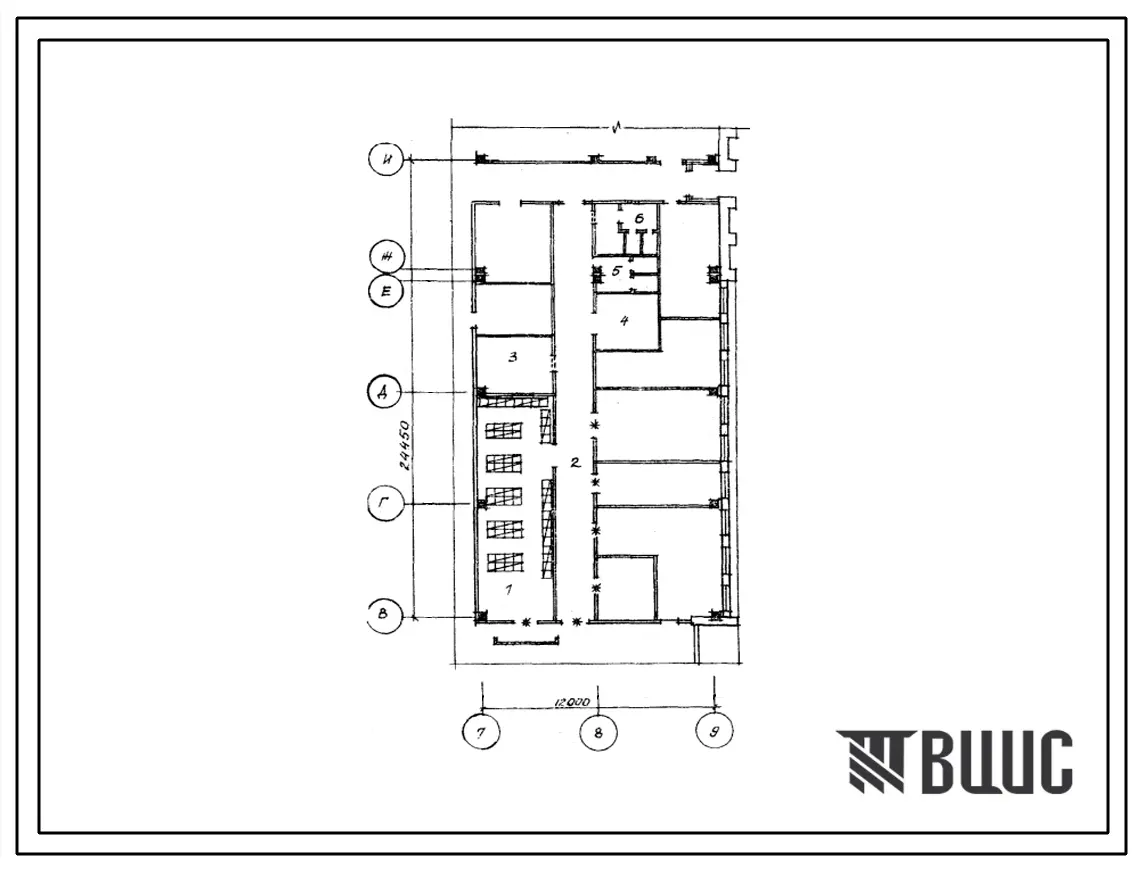 Типовой проект Б-3-80(272-13-81) Двойное использование помещений 1 этажа универсама, в конструкциях ии-04, торговой площадью 1000кв.м с организацией продажи в таре-оборудовании, (убежище на 80 человек, размеры убежища 18м на 12м, режимы вентиляции 1).