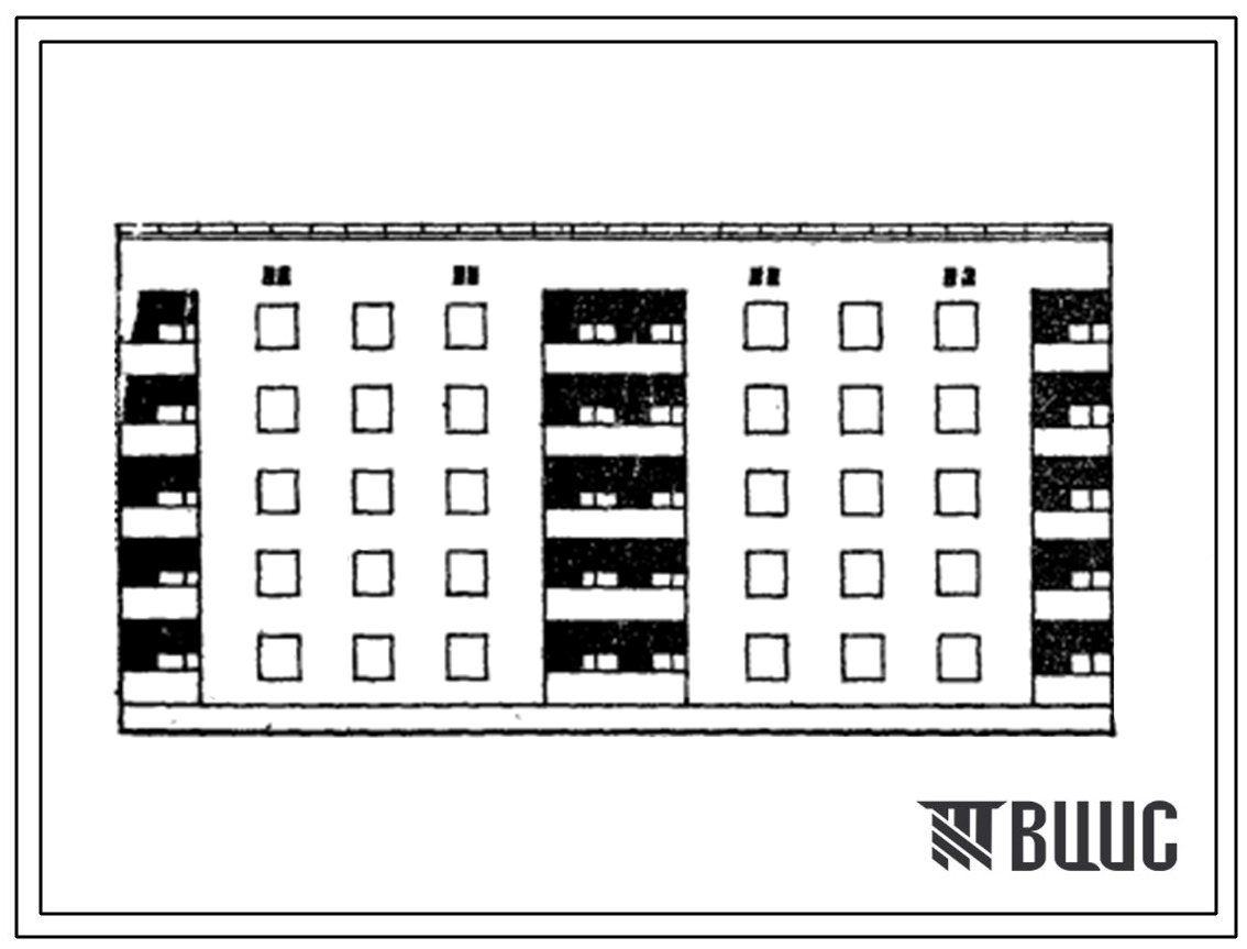 Типовой проект 87-046 Блок-секция пятиэтажного дома рядовая на 20 квартир Р3А-4Б и 3А-4Б