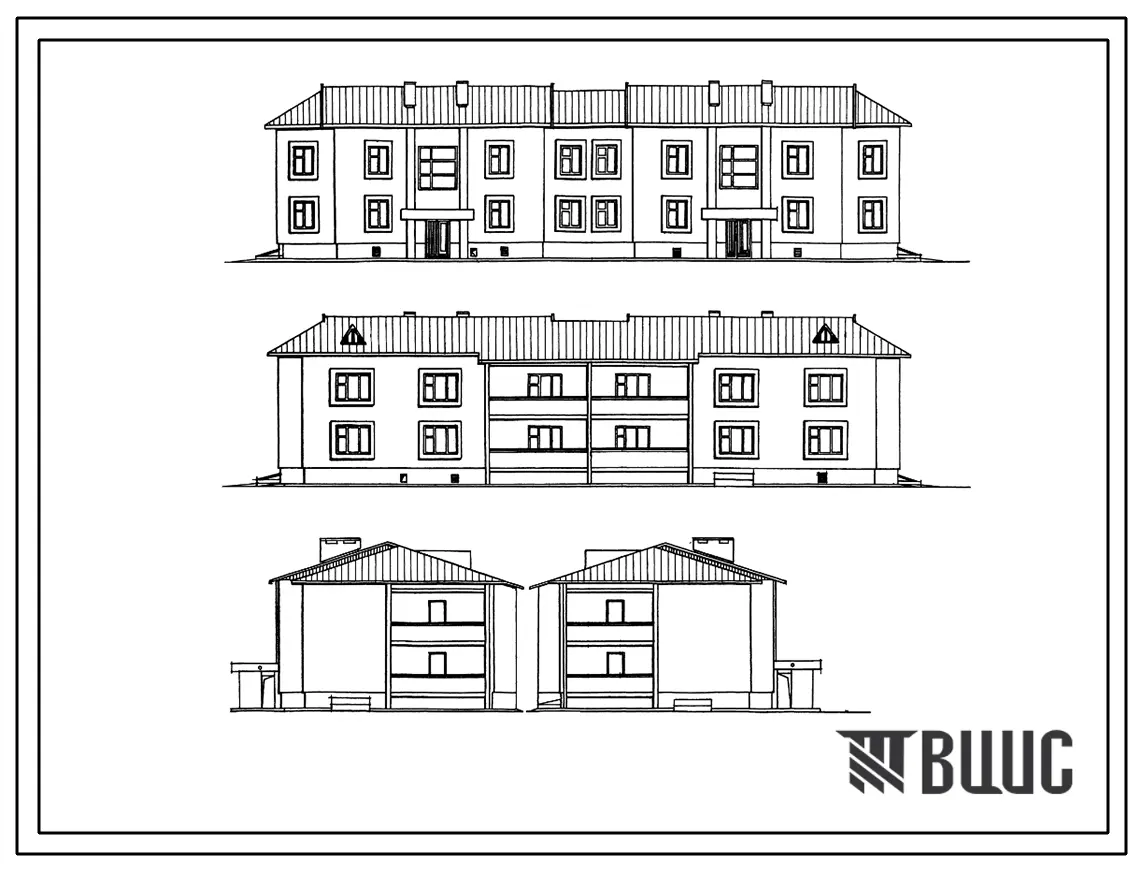 Типовой проект 114-24-225.87 Двухэтажный двухсекционный жилой дом на 8 квартир