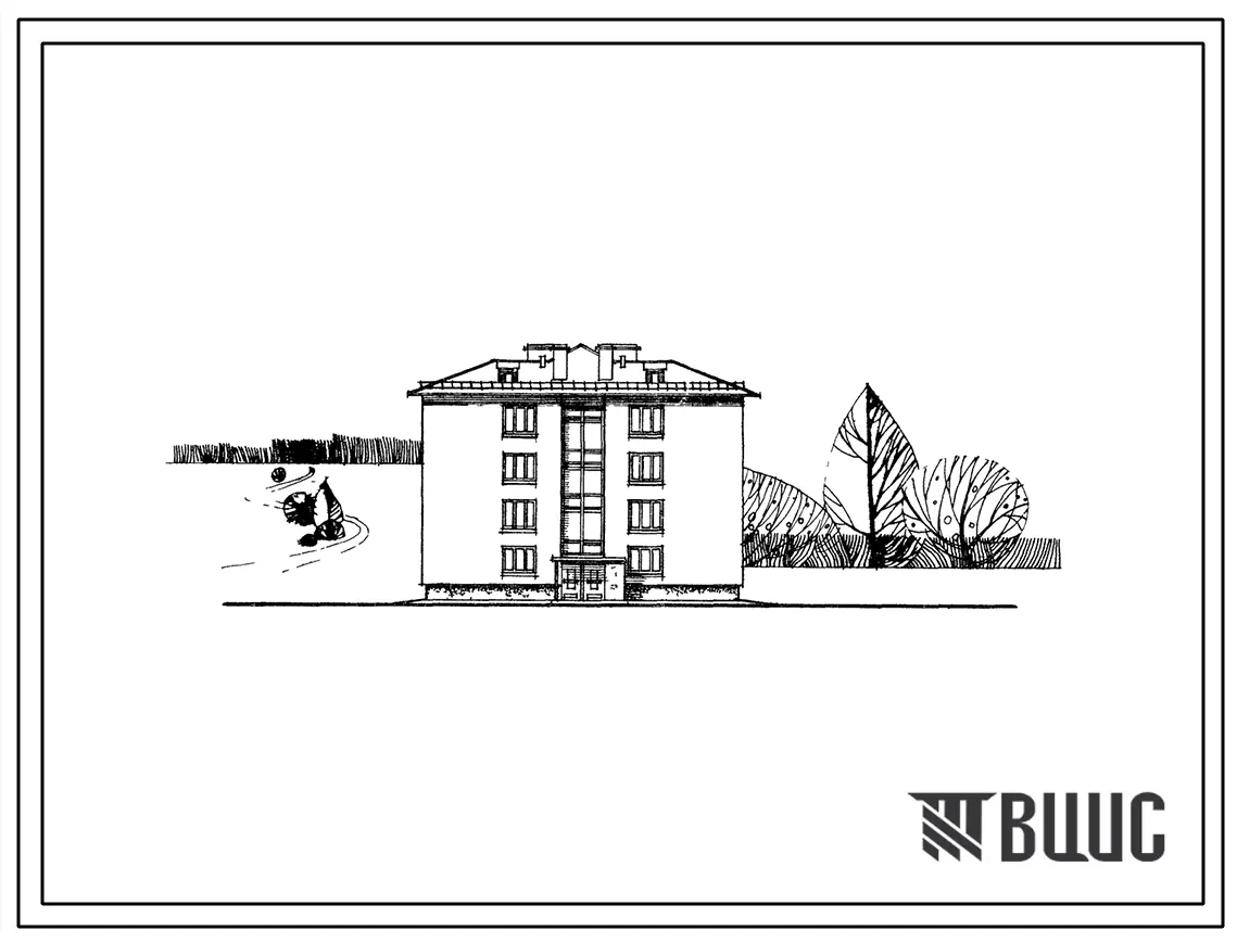 Типовой проект 114-24-3 Четырехэтажный односекционный дом на 12 квартир (двухкомнатных 2Б-8, трехкомнатных 3Б-4). Для строительства в обычных геологических условиях 2В, 3Б и 3В климатических подрайонах с расчетной наружной температурой -17, -21 и -25 0С