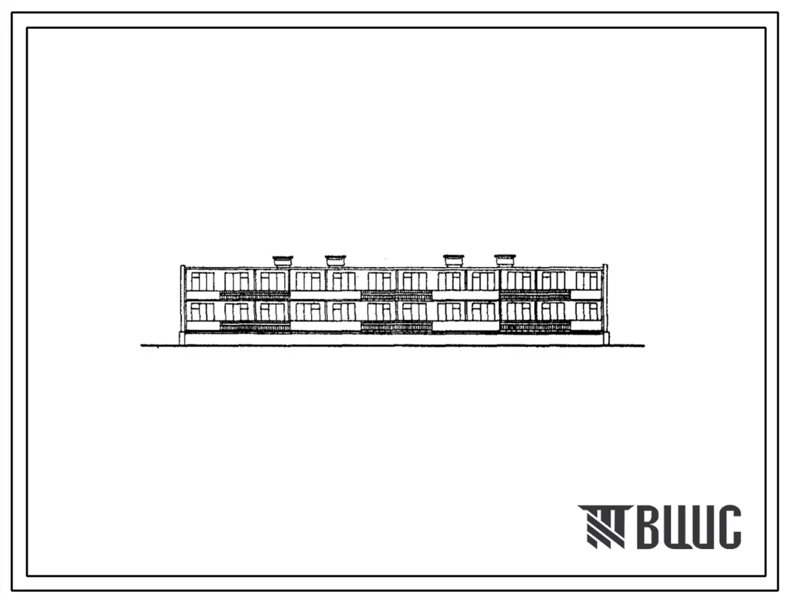 Типовой проект 1-464ДС-58 Двухэтажный восьмиквартирный двухсекционный дом с 4-5 комнатными квартирами (четырехкомнатных 4, пятикомнатных 4).