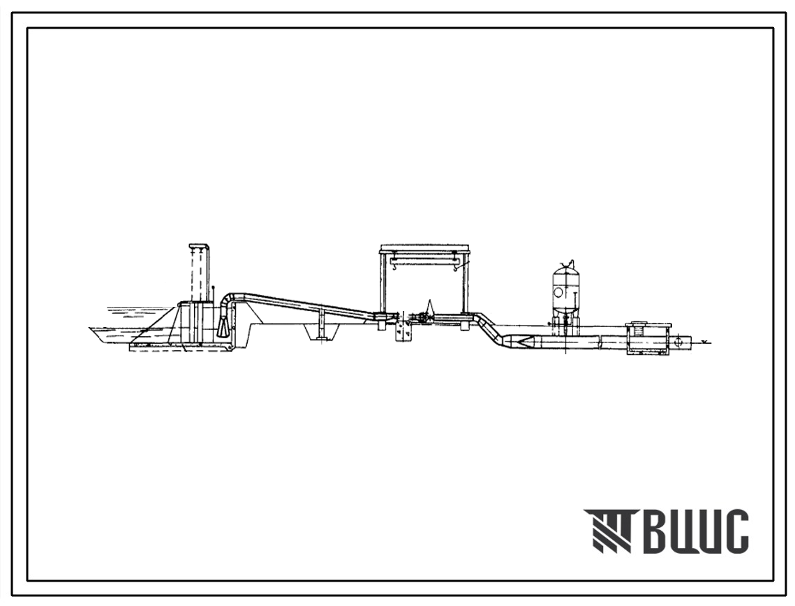Типовой проект 820-216 Трехагрегатная насосная станция подачей 950 л/с с напором 66 м, оборудованная насосами Д1250-65, для работы на закрытую сеть , с водозабором из канала (здание бескаркасное).