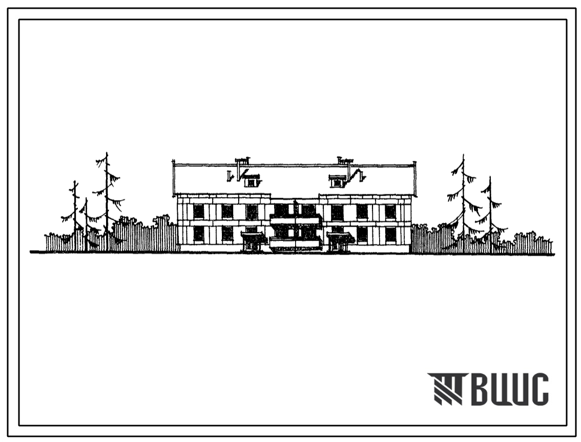 Типовой проект 113-24-76 Двухэтажный двухсекционный жилой дом на 12 квартир (однокомнатных 1Б-4, двухкомнатных 2А-4, 2Б-4). Для сельского строительства во 2 и 3 климатических районах