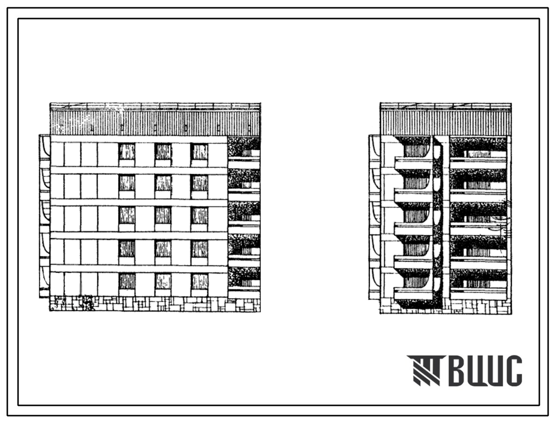 Типовой проект 87-0109 Пятиэтажная торцовая (левая) блок-секция на 15 квартир Т-1Б.2Б.3А