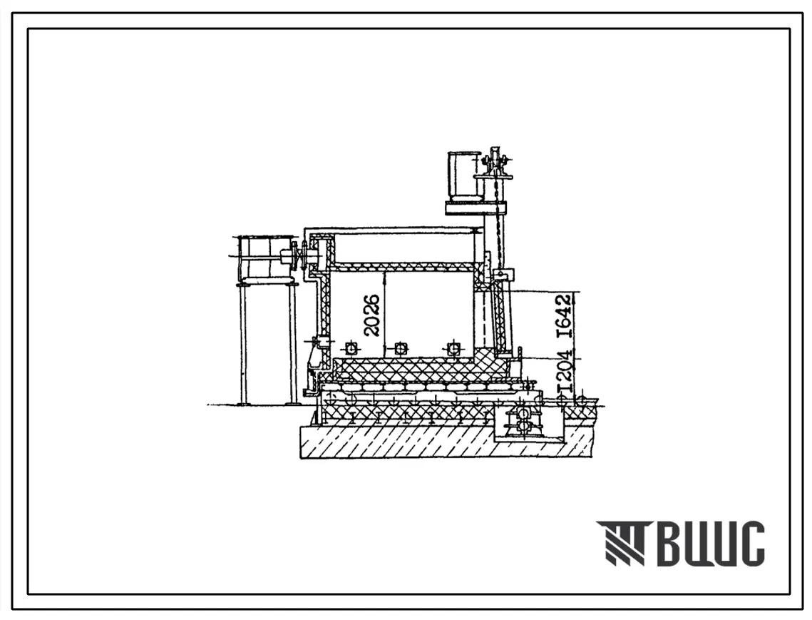 Типовой проект 406-9-330.88 Печь термическая с выкатным подом размерами 1,6 х 3,0 м на газе с ограждением из панелей