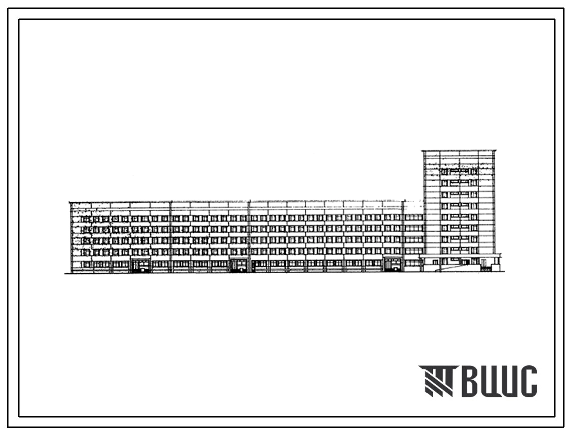 Типовой проект 252-3-26 Главный корпус онкологического диспансера на 450 коек с поликлиническим отделением и пансионатом на 120 коек. Здание пяти-, девятиэтажное. Каркас сборный железобетонный серии ИИ-04. Стены из керамзитобетонных и ячеистобетонных п