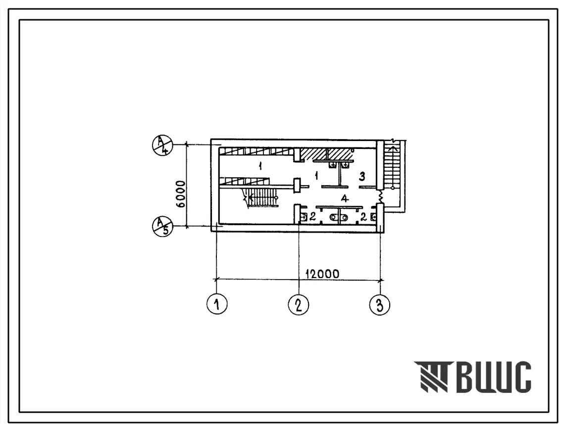 Типовой проект П-2(П-4)-23(816-1-84.86) Бытовые помещения в подвале специализированного цеха по ремонту зерноуборочных и специальных комбайнов на готовых агрегатах, (убежище на 23 человек, размеры убежища 12м на 6м, режимы вентиляции 1,2,3).