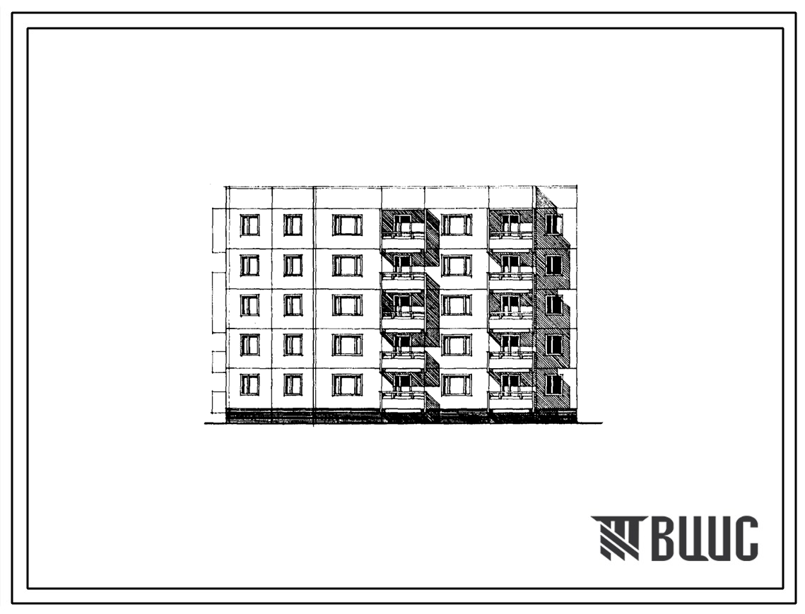 Типовой проект 97-0239м.86 Пятиэтажная блок-секция торцевая угловая левая на 20 квартир. Для строительства в городах и поселках городского типа