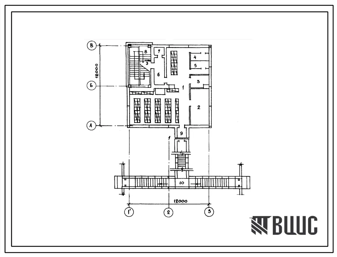 Типовой проект А-II,III,IV-150-249,84 Склад инвентаря и оборудования в подвале служебно-технического здания железнодорожного транспорта, (убежище на 150 человек, размеры убежища 18м на 12м, режимы вентиляции 1,2).