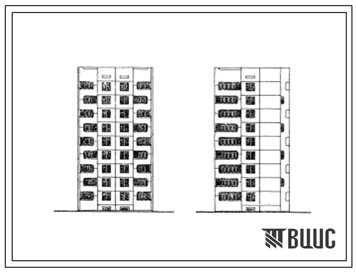 Типовой проект 147-06с Девятиэтажная жилой блок на 18 квартир (двухкомнатных 2Б-9, четырехкомнатных 4Б-9) для строительства в 3Б климатическом подрайоне сейсмичностью 7 баллов и 4В климатическом подрайоне сейсмичностью 8 баллов