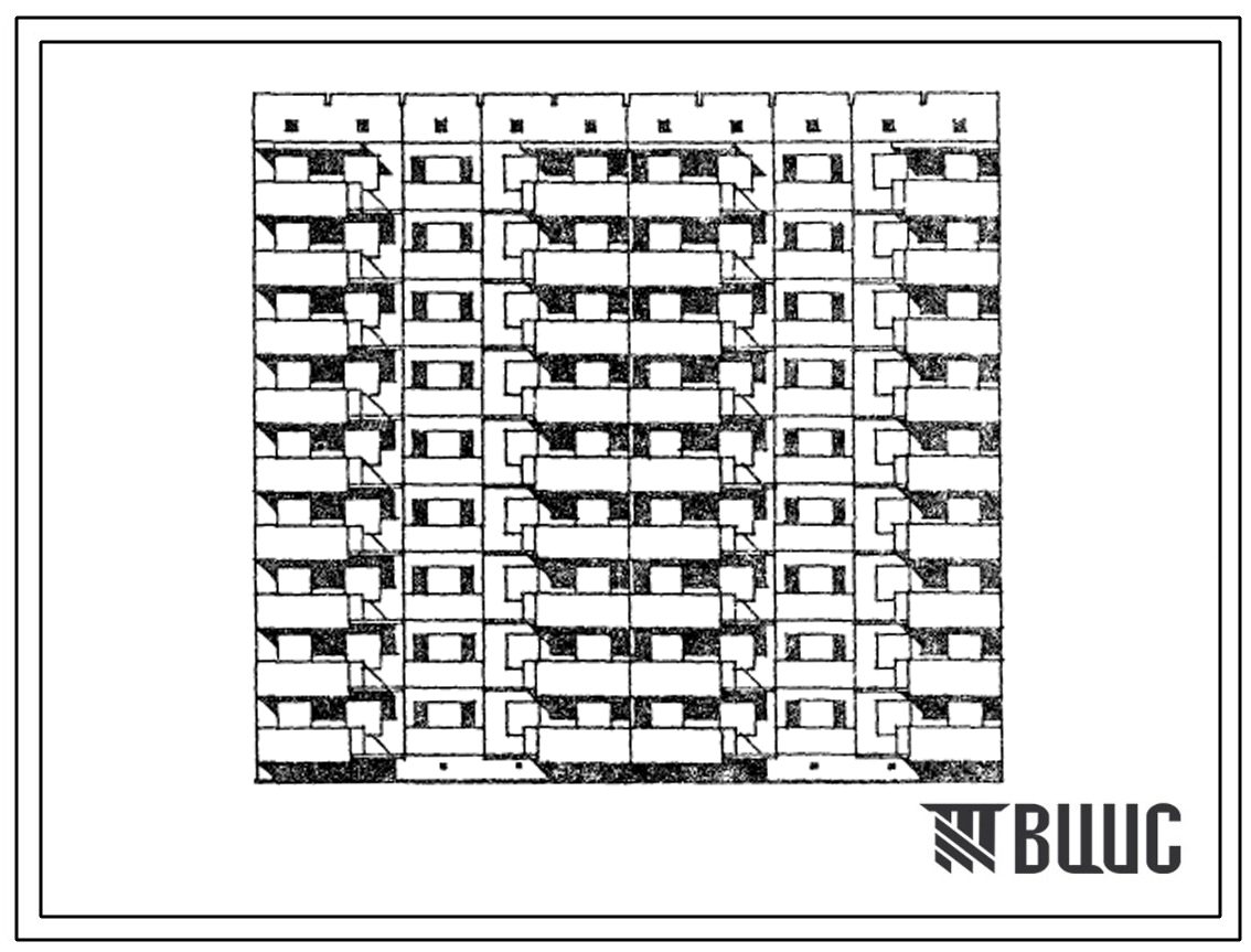 Типовой проект 173-013с.84 Блок-секция 9-этажная 36-квартирная рядовая 3А-5Б-2Б-4Б. Для строительства в 4Б климатическом подрайоне Азербайджанской ССР сейсмичностью 7 баллов.