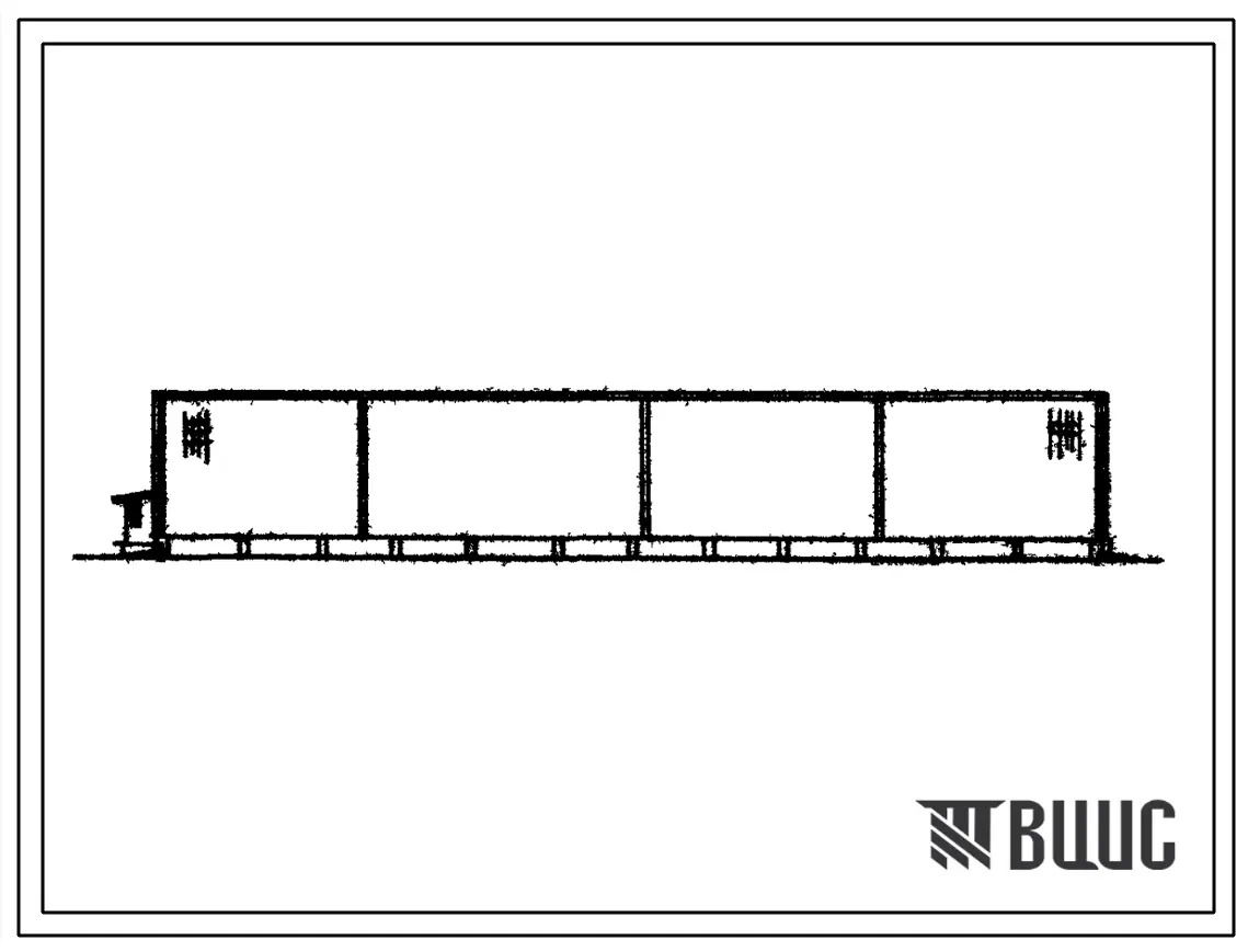 Типовой проект 705-1-230.89 Расходный склад незатаренных минеральных удобрений вместимостью 2500 т. Размеры здания - 18x54 м. Расчетная температура: -30°С. Стены - асбестоцементные листы. Покрытие - асбестоцементные листы по деревянным аркам и прогонам